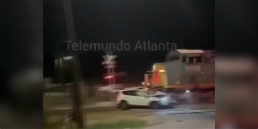 VIDEO: Train smashes into car stuck on tracks in Lawrenceville; driver manages to escape