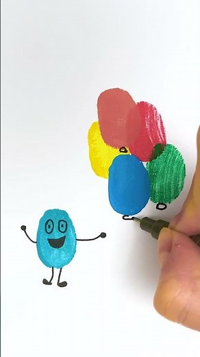 😻 Easy Fingerprint Art 🎈🎨 #fingerprint #drawing #kids #creative #ladybug #diy #kidsvideo #shorts