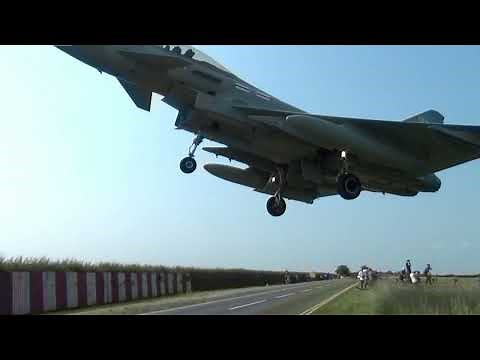 " Fence Skimming " Ultra Low Typhoon Jet Landing at Waddington Airshow