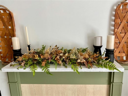 Rustic Nature Fern Greenery Table Centerpiece, Woodland Brown Eucalyptus Berry Pod Garland, Forest Wild Brown Greenery Garland Arrangement - Etsy