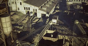 Excavation equipment at a mining site in a historical industrial area