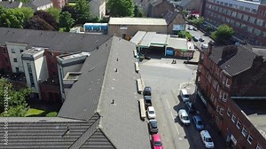Aerial View of Central Glasgow city of Scotland, United Kingdom. June 5th, 2024, Footage Captured with Drone's Camera During Windy Day from River Side.