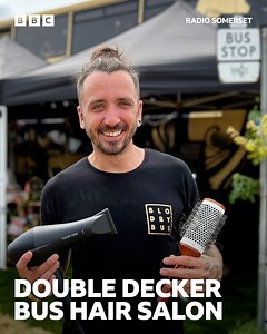 Gone are the days when you had to slum it at #Glastonbury 💇 🚌 A hairdresser from Taunton has converted a bus into a hair salon. | BBC Somerset