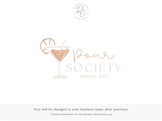 Mobile Bar Logo Design, Cocktail Bar Branding, Feminine Business Logo, Premade Logo, Event Bar Logo, Modern Minimal Logo - Etsy