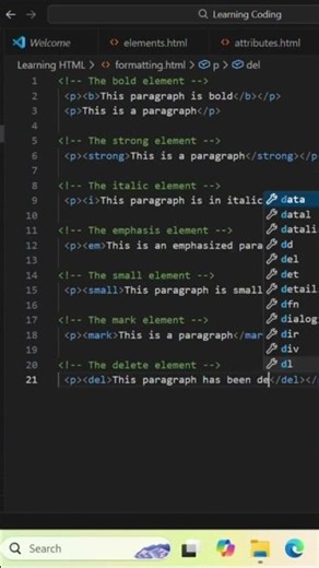 The Delete Formatting Element #delete #formattingelements #html #coding #htmlcourse #programming