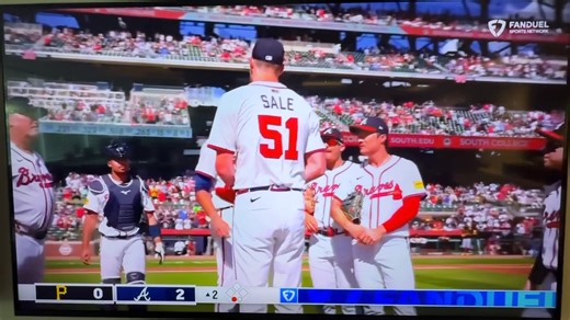 Such an emotional moment at Truist Park, Charlie Morton pitched in his final game for the Atlanta Braves. He received a standing ovation and his family is there waiting for him at the dugout and give him big hugs. Charlie Morton truly one of the most genuine , kind , and thoughtful players I’ve had a chance to cover in my career. #ForTheA #BravesCountry #Braves | Alison Mastrangelo