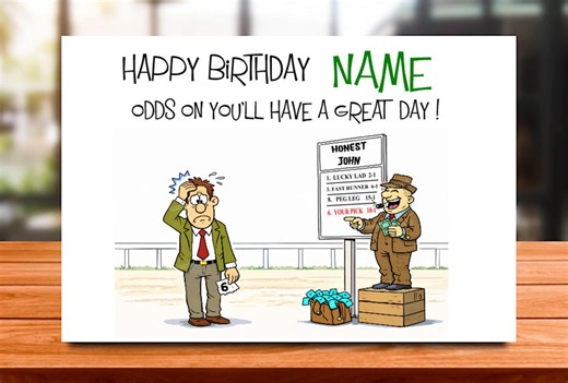Personalised Horse Racing Fan, Birthday Card, Cheltenham, Ascot, National, Dad, Brother, Son - Etsy