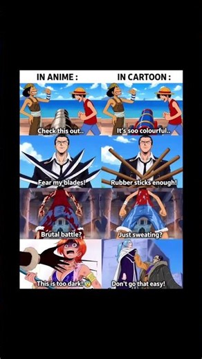 Anime vs Cartoon 😂 The Difference is Crazy! 💀#anime #onepiece