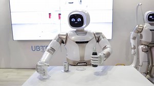 Walker boasts 36 high-performance servo motors, a force feedback system, and a full range of sensors including vision, audio, and spatial perception. Improvements made to Walker this year allow it to perform actions that require high servo accuracy for both arms and hand-eye coordination, such as pouring a beverage. Learn more about Walker’s development: bit.ly/ubtech-innovation | UBTECH Robotics