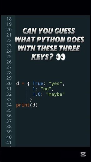 Can you guess what Python does with these three keys? 👀#pythontips #coding #learnpython