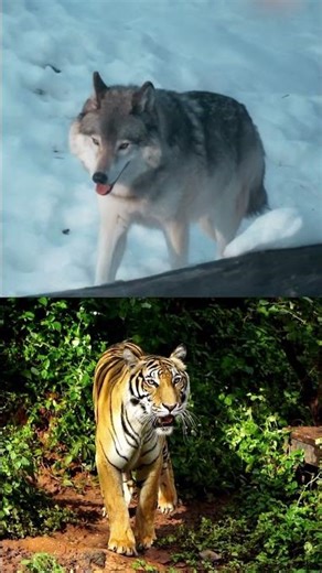 Tiger vs Wolf – Who Wins the Wild Battle? 🐅🐺 #Shorts