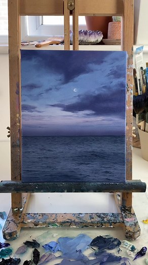 Calm Moonrise Seascape Painting