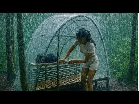7 Days Camping Survival Alone – Girl Builds a Warm Shelter in the Forest