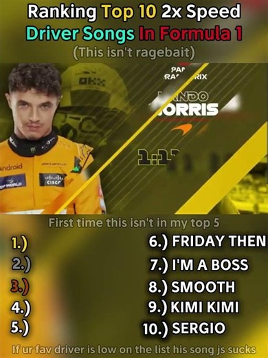 Ranking Top 10 (2x) Speed Driver Songs In Formula 1 #f1 #formula1 #fyp