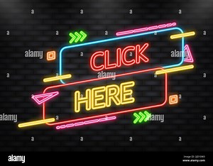 Neon Icon. Icon with click here banner for web marketing design. Vector illustration Stock Vector Image & Art - Alamy
