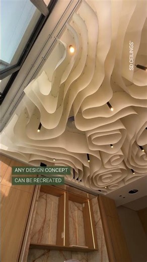 Custom Wave Fabric Ceiling with a unique wave pattern