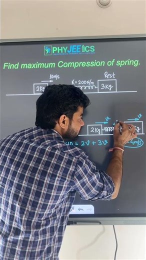 Find maximum compression of spring | By Ayn Sir #jee #neet #physic