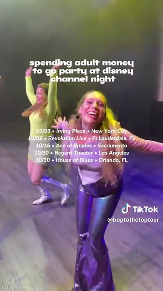 the only right way to adult 🕺🏻 tickets at boptour.com #boptothetoptour #disneychannel #hannahmontana #camprock #highschoolmusical