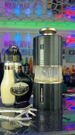 Sheridans Irish coffee layered poured over a pressed perfect clear ice ball #sheridans #icepress