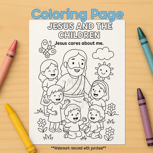 Jesus and the Children Bible Story Coloring Page | Christian Printable | Sunday School Lesson|digital Download - Etsy