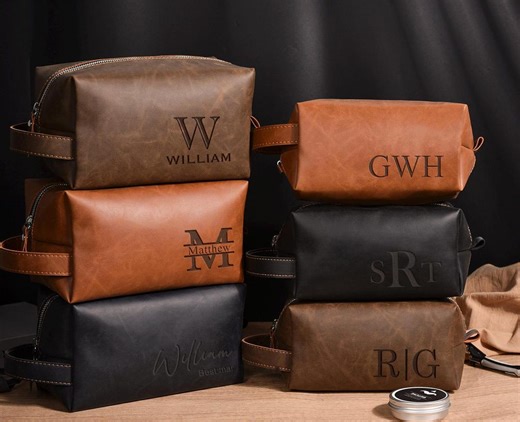 Personalized Leather Shaving Dopp Kit: Engraved Men's Travel Toiletry Bag, Wedding Gift Groom Toiletry Bag, Gift for Husband/father/him - Etsy