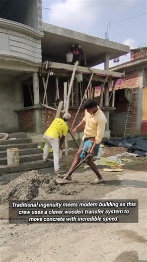 Amazing Wooden Chute Technique For Efficient Concrete Transfer Success