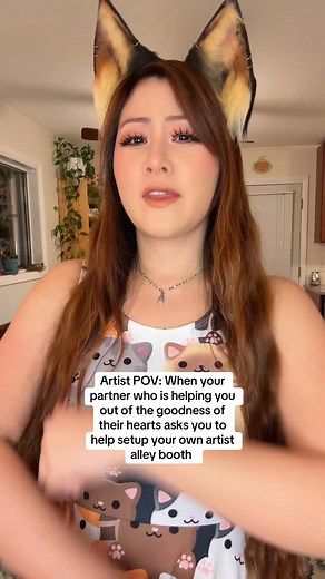 My partner helps me set up my artist alley table most every show lifting, organizing, troubleshooting, and keeping me sane through the chaos. He’s basically my unpaid event manager and I could not do it without him ❤️ But also I gotta be sassy during setup because hey why not 😅 #artistalley #craftfair #artshow #artfestival #animeconvention | Miniature Inspirations