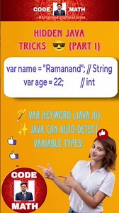 Tricks in Java.. Using "var" datatype #education #learnjava #programming #viral #viralvideo #shorts