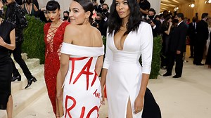 Rep. Alexandria Ocasio Cortez makes political statement at 2021 Met Gala