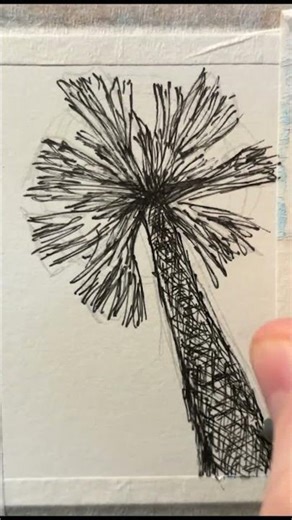 Super EASY Palm Tree Palm Tree Drawing - ACEO / ATC Artist Trading Cards
