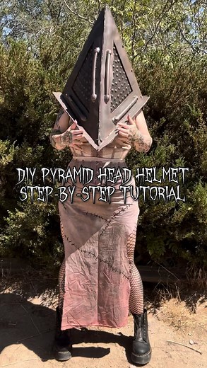 🕷️Kirstyn🕷 on Instagram: "HOT GIRLS DONT GATEKEEP As promised: Pyramid Head helmet step-by-step tutorial for those that asked 🥰 This was *mostly made using dollar tree materials so it was around $20 to make! • For the lore snobs IG likes to recommend my reels to: Correct, it’s not 1:1 accurate. I, however, don’t give a shit 😝 Still looks cool! • • • #diy #diycosplay #budgetcosplay #pyramidhead #pyramidheadcosplay #silenthill #silenthillcosplay #diyordie #crafty #homemadecostume #halloween #d