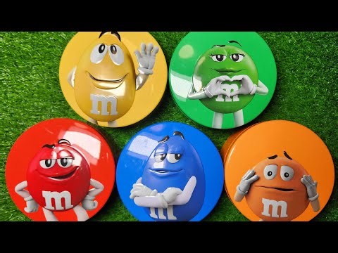 4 Minutes Satisfying with Rainbow M&M'S Candy Unpacking From Glossy Containers ASMR Beads Surprise