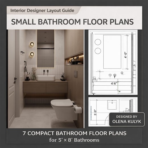 Small Bathroom Floor Plans for 5x8 Bathroom – 7 Layout Ideas With Dimensions & 3D Visualization Guide - Etsy