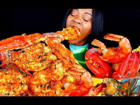 (ASMR MUKBANG) KING CRAB SEAFOOD BOIL MUKBANG | LOBSTER | SEAFOOD MUKBANG | ASMR EATING | ASMR FOOD