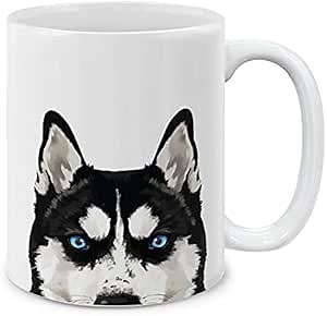 MUGBREW Black Siberian Husky Dog Ceramic Coffee Mug Tea Cup, 11 OZ
