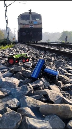 Train vs Mini Vehicle — Crash Scene on Railway Stones