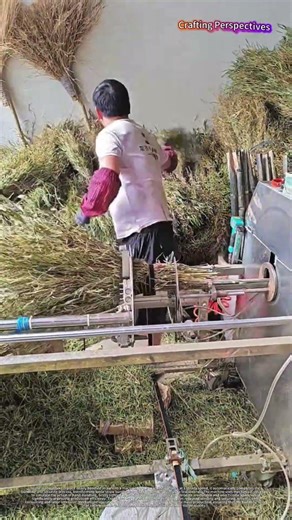 Epic factory work! Brooms made fast with automatic machine