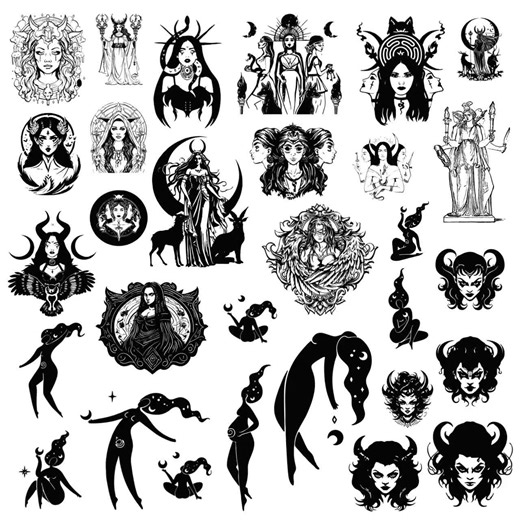 Hecate Goddess Svg Bundle, Hecate Goddess Clipart for Cricut, Witch Silhouette, Gothic Vector, Hecate Goddess Decal, Hecate Goddess Cut File - Etsy