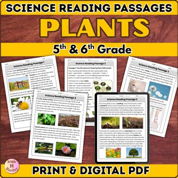 Plants Science Reading Passages Worksheets 5th 6th Grade Life cycle of a Plant