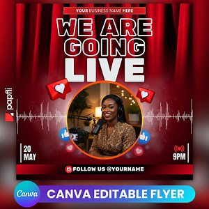We Are Live Flyer, Instagram Live Editable Flyer, Business Flyer, Social Media Flyer, Content Post Flyer, Instant Download - Etsy