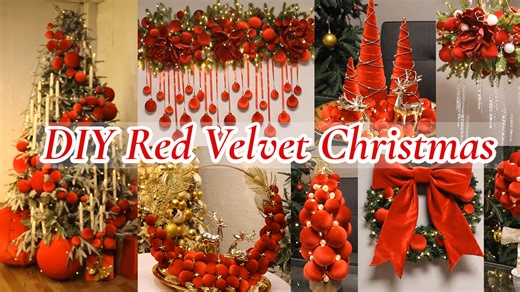 1.9M views · 28K reactions | 10 DIY red velvet Christmas decorations ideas - Christmas decor 2025 #Christmas #Christmas2025 #christmasdecor #christmastree #diychristmas | Life and Fun Story | Facebook