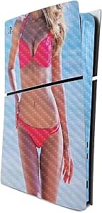 MightySkins Carbon Fiber Skin for PS5 Playstation 5 Slim Digital Edition Console Only - Bikini Protective, Durable Textured Carbon Fiber Finish Easy to Apply Made in The USA