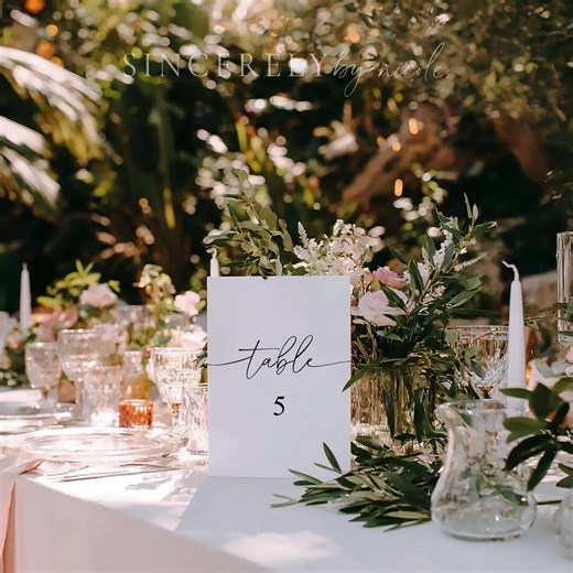 PRINTED & SHIPPED Minimalist Wedding Table Numbers, Modern Script Table Number Signs, Simple Reception Table Numbers, Printed | Olivia - Etsy