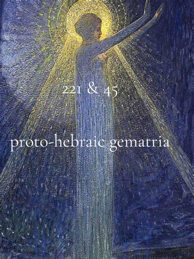 221. & 45. Poetry inspired by proto-hebraic gematria. Each word corresponds to the numerical value of the given word or name. Art by Georg Janny. #poetry #gematria #fyp #art