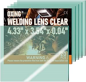 20Pcs - 4.33" x 3.54"- Universal Welding Helmet Clear Lens - Replacement Welding Helmet Lens