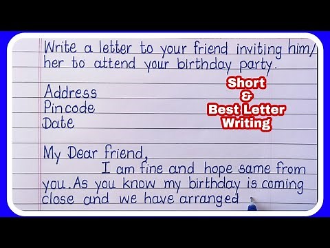 Letter Writing in English/Write a letter to your friend inviting Birthday party/Invitation letter