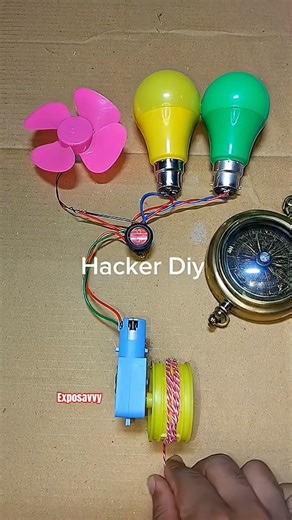 Running Metal Gear Motor to Power LED Lights & DC Fan ⚡ Amazing DIY Generator #shorts #tech #dcmotor