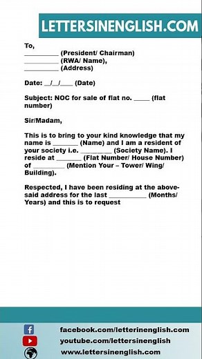 Request Letter to Society for Issuance of NOC for Sale of Flat