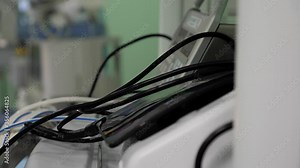 Surgical equipment in operating room.