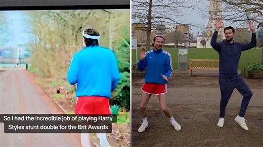 Harry Styles body double shows behind the scenes of BRITs filming